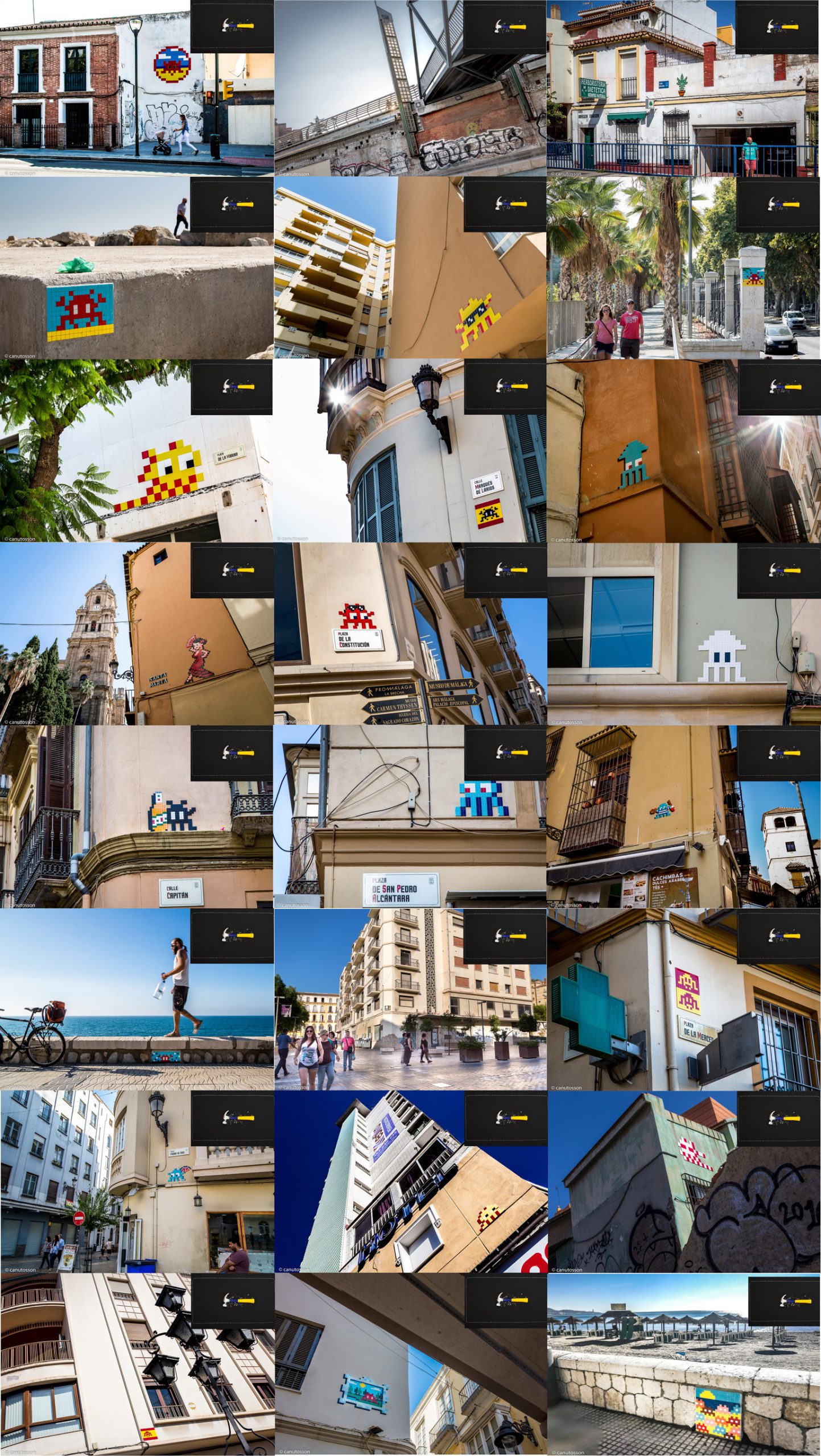 Mosaicos de Invader. La mayoría retirados por las autoridades o vandalizados.